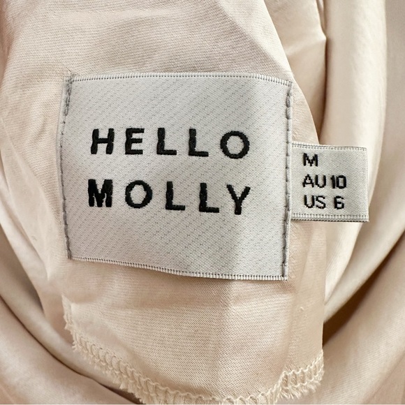 Hello Molly PROUD FRIEND DRESS Satin Cowl Neck tie neck Open Back Champagne sz M - Picture 9 of 11